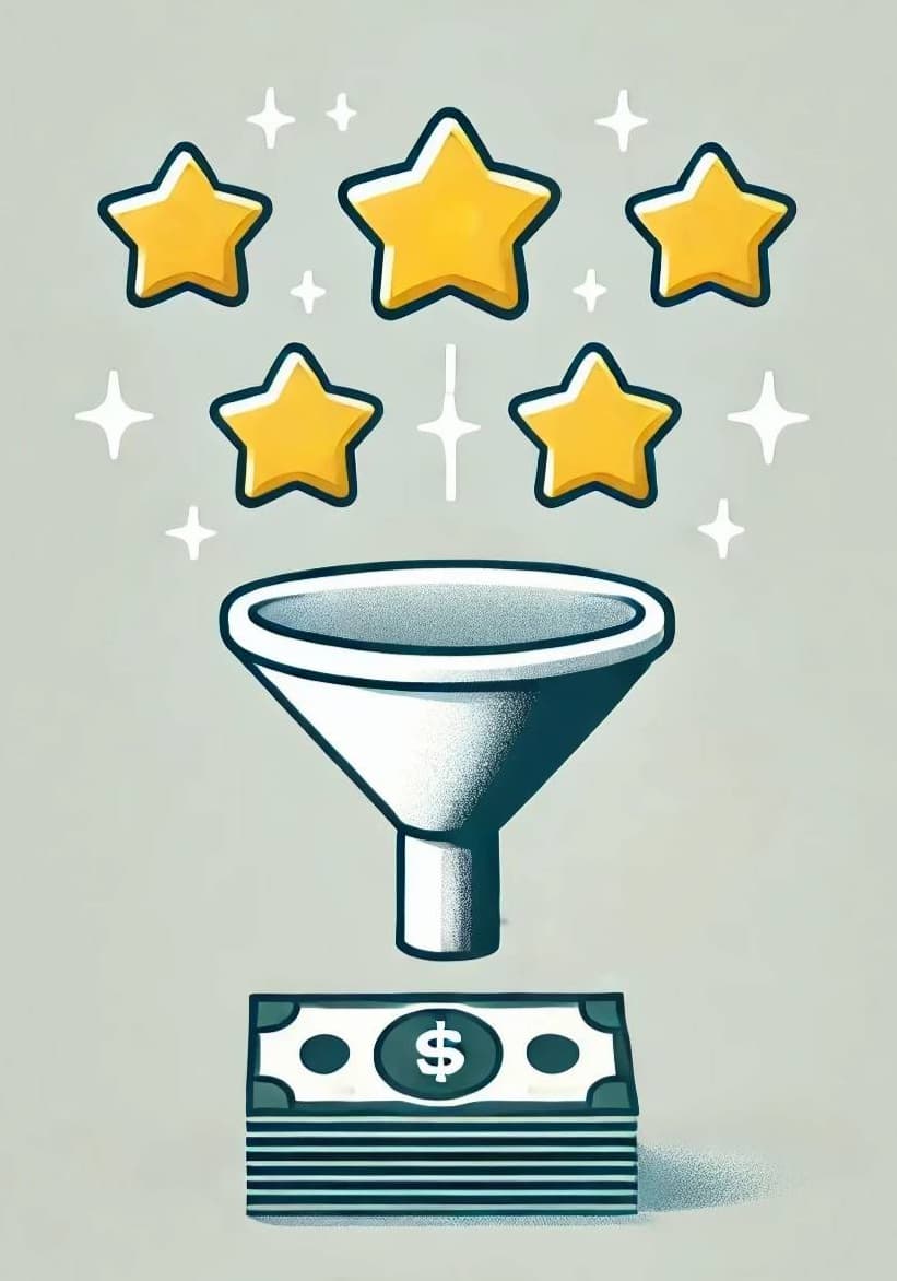 Star rating funnel illustration